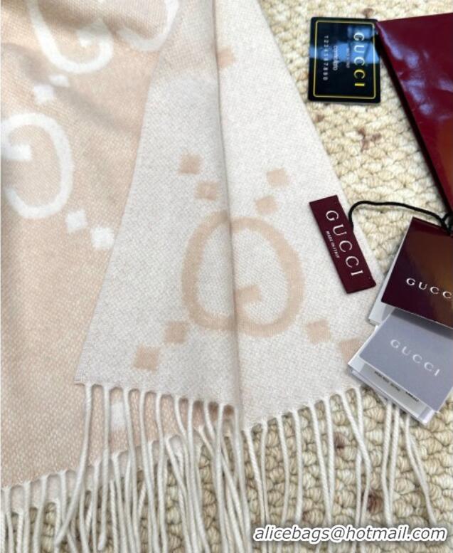 Well Crafted Gucci Cashmere Long Scarf 45x200cm GG091007 Beige/White 2025