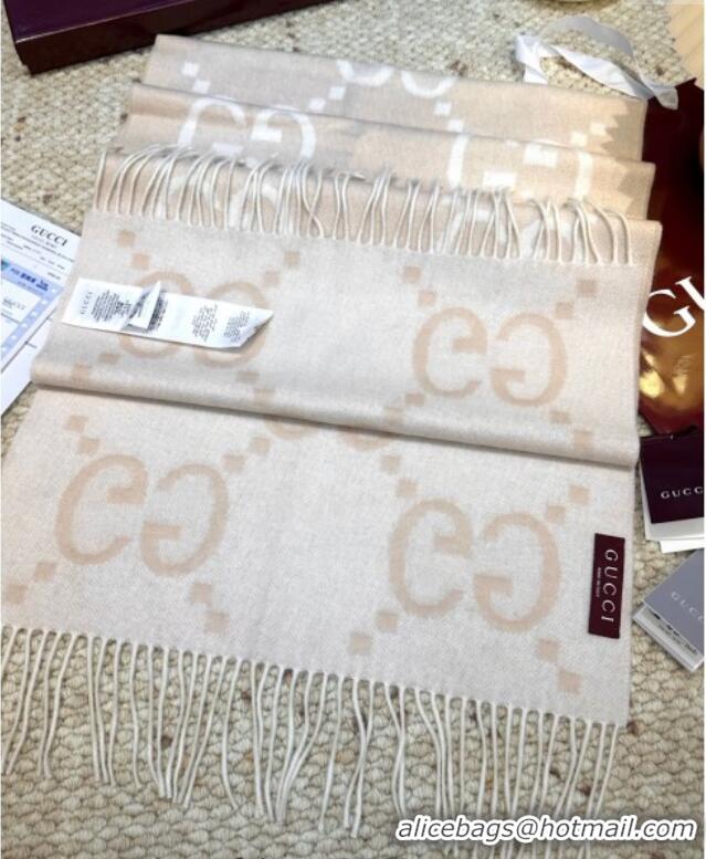 Well Crafted Gucci Cashmere Long Scarf 45x200cm GG091007 Beige/White 2025