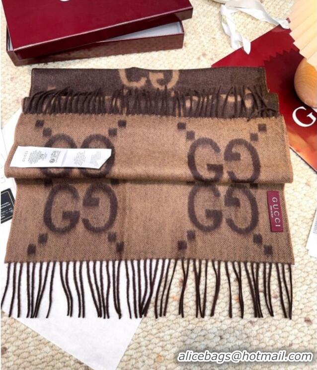 Top Grade Gucci Cashmere Long Scarf 45x200cm GG091007 Dark Brown 2025