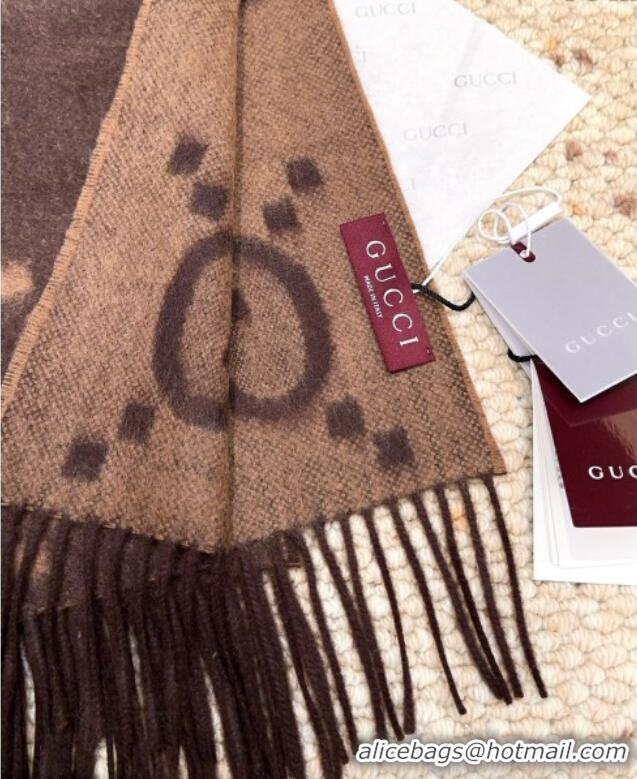 Top Grade Gucci Cashmere Long Scarf 45x200cm GG091007 Dark Brown 2025