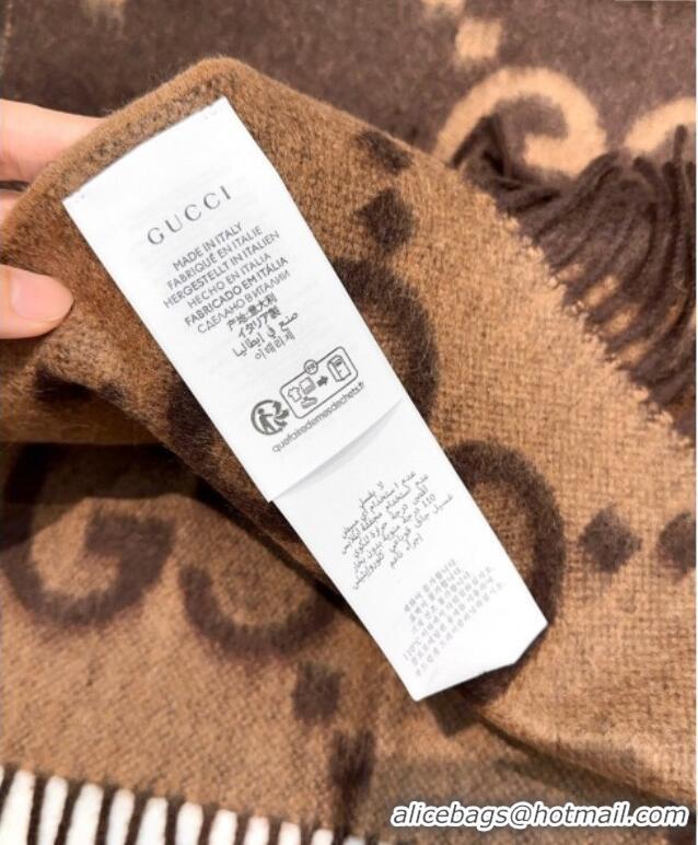 Top Grade Gucci Cashmere Long Scarf 45x200cm GG091007 Dark Brown 2025
