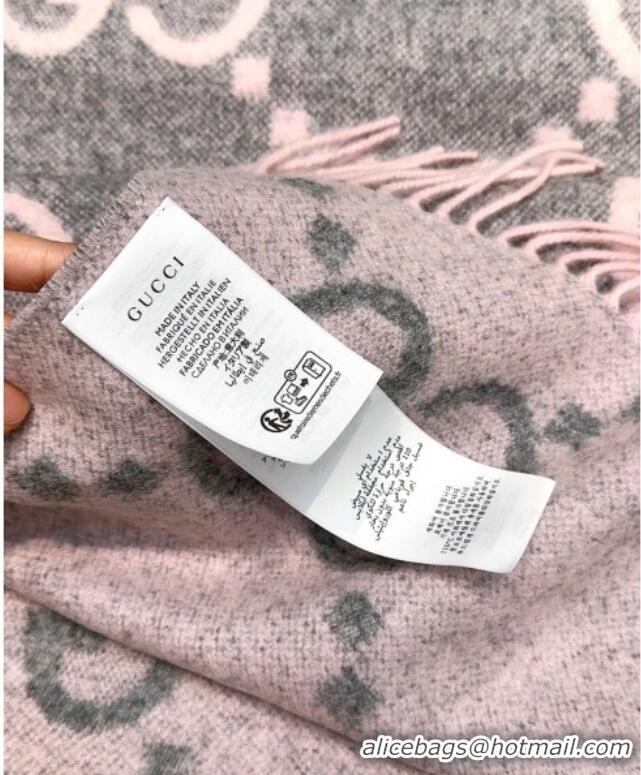 Best Price Gucci Cashmere Long Scarf 45x200cm GG091007 Grey/Pink 2025