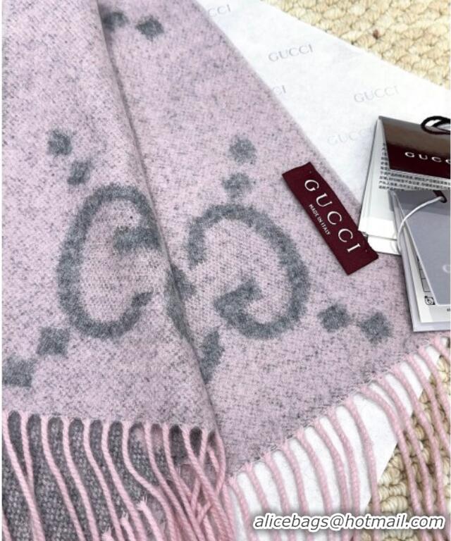 Best Price Gucci Cashmere Long Scarf 45x200cm GG091007 Grey/Pink 2025