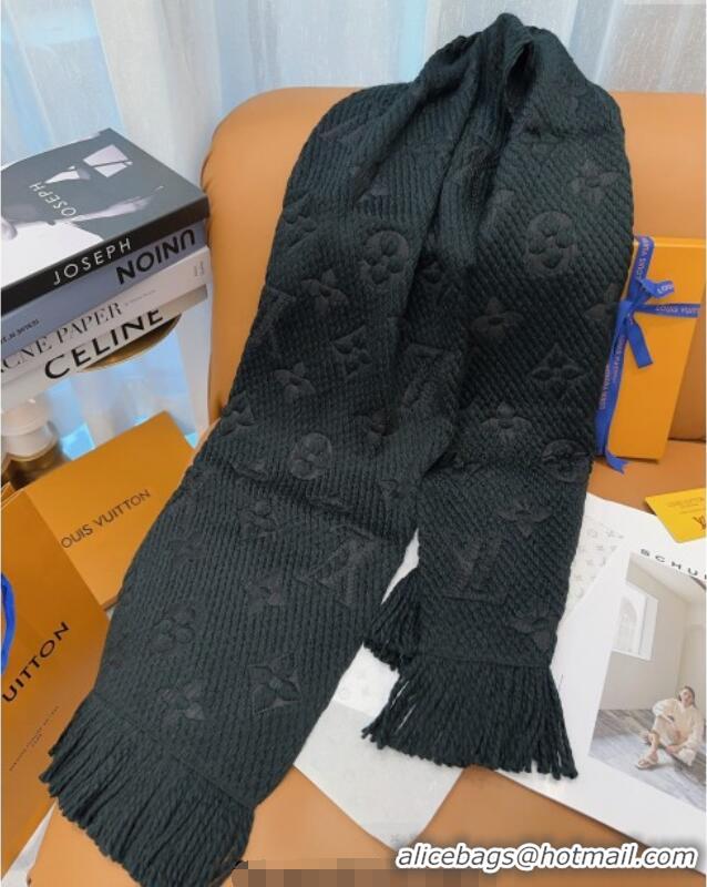 Well Crafted Louis Vuitton Cashmere Wool Long Scarf 31x175cm LV091009 Black 2025