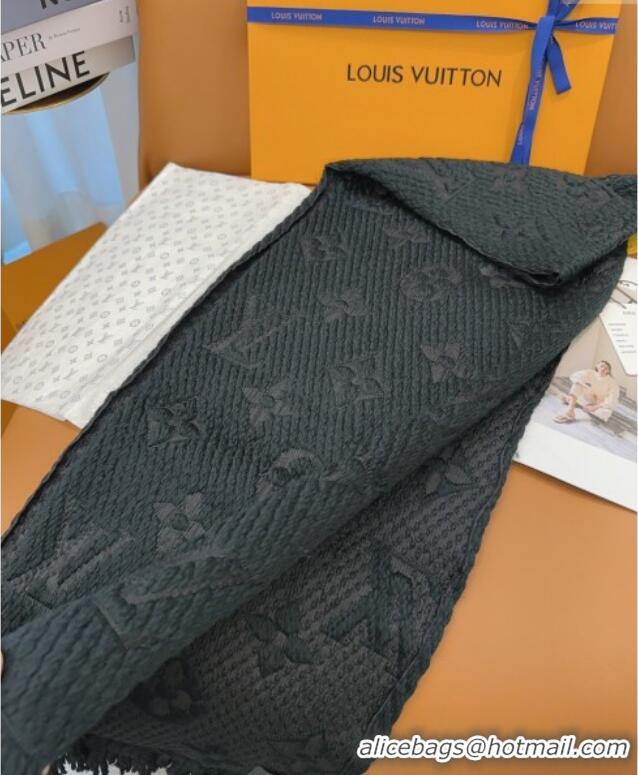 Well Crafted Louis Vuitton Cashmere Wool Long Scarf 31x175cm LV091009 Black 2025