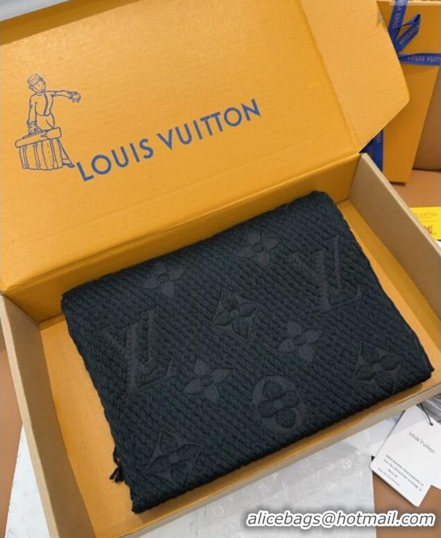 Well Crafted Louis Vuitton Cashmere Wool Long Scarf 31x175cm LV091009 Black 2025