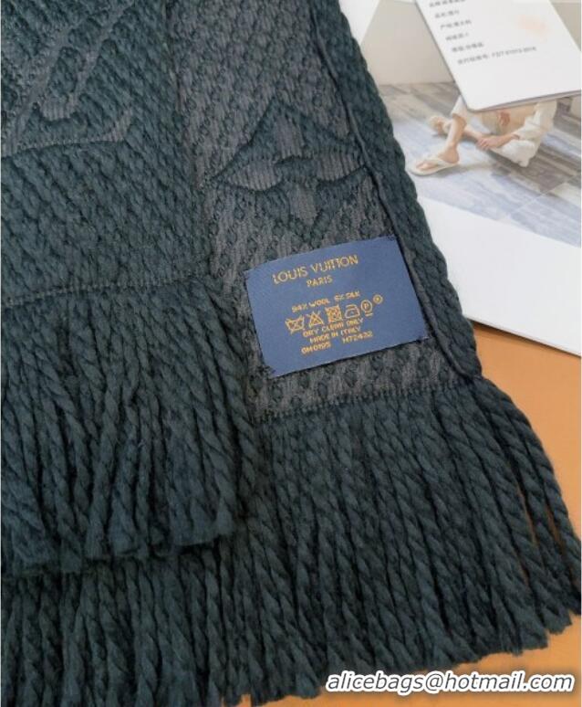 Well Crafted Louis Vuitton Cashmere Wool Long Scarf 31x175cm LV091009 Black 2025
