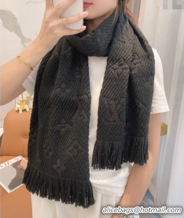 Well Crafted Louis Vuitton Cashmere Wool Long Scarf 31x175cm LV091009 Black 2025