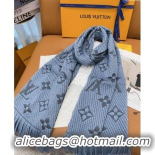 Cheapest Louis Vuitton Cashmere Wool Long Scarf 31x175cm LV091009 Blue/Grey 2025