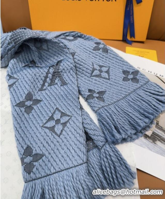 Cheapest Louis Vuitton Cashmere Wool Long Scarf 31x175cm LV091009 Blue/Grey 2025