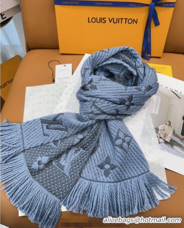 Cheapest Louis Vuitton Cashmere Wool Long Scarf 31x175cm LV091009 Blue/Grey 2025