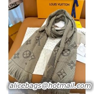 Top Grade Louis Vuitton Cashmere Wool Long Scarf 31x175cm LV091009 Beige/Grey 2025