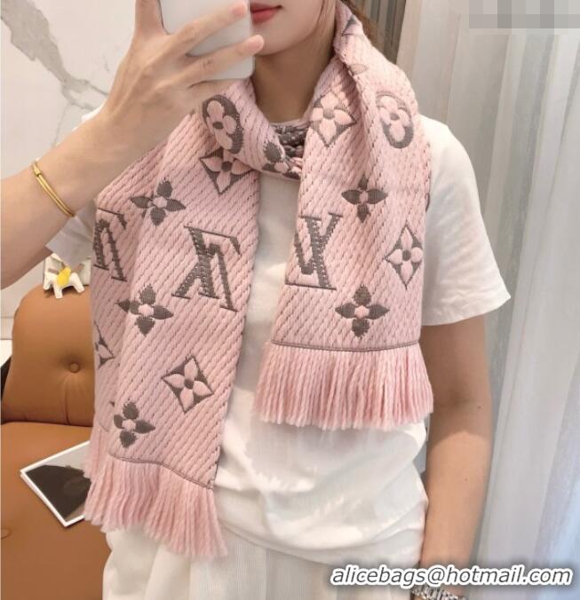 Famous Brand Louis Vuitton Cashmere Wool Long Scarf 31x175cm LV091009 Pink/Grey 2025
