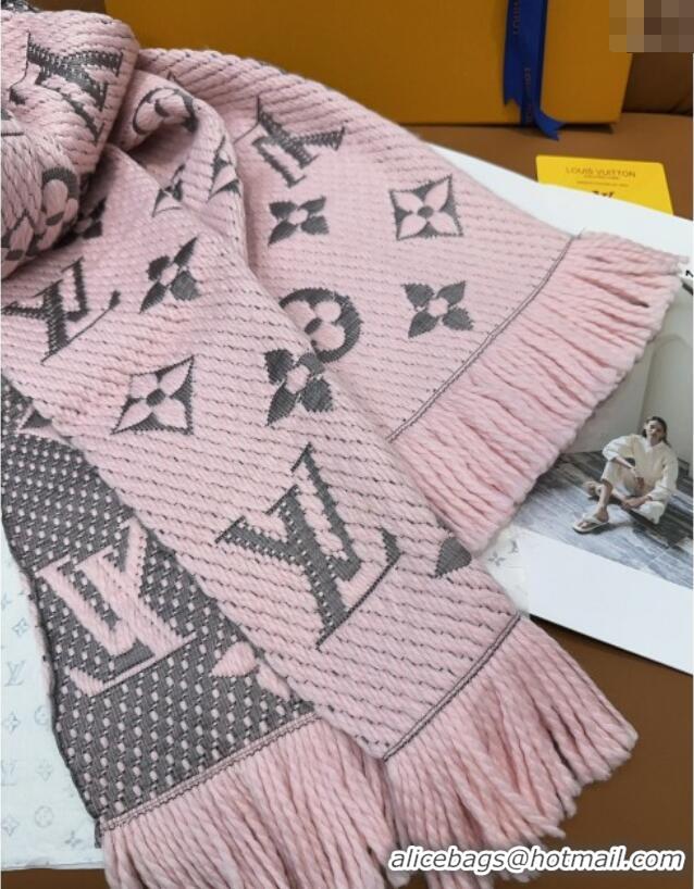 Famous Brand Louis Vuitton Cashmere Wool Long Scarf 31x175cm LV091009 Pink/Grey 2025