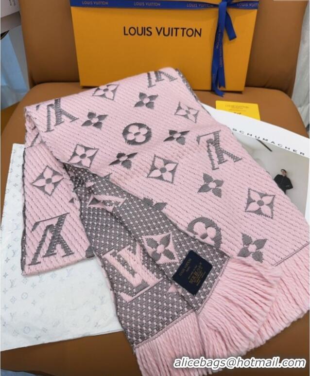 Famous Brand Louis Vuitton Cashmere Wool Long Scarf 31x175cm LV091009 Pink/Grey 2025