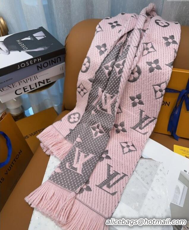 Famous Brand Louis Vuitton Cashmere Wool Long Scarf 31x175cm LV091009 Pink/Grey 2025