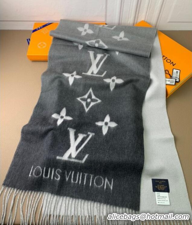 Top Grade Louis Vuitton Reykjavik Gradient Cashmere Long Scarf 45x190cm LV091010 Black 2025
