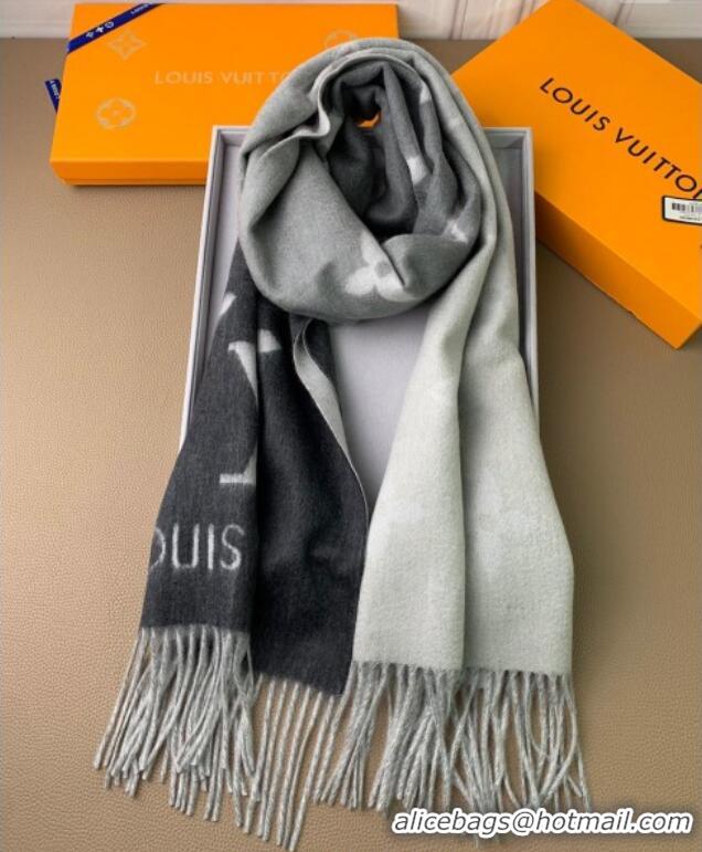 Top Grade Louis Vuitton Reykjavik Gradient Cashmere Long Scarf 45x190cm LV091010 Black 2025