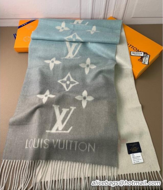 Top Grade Louis Vuitton Reykjavik Gradient Cashmere Long Scarf 45x190cm LV091010 Black 2025