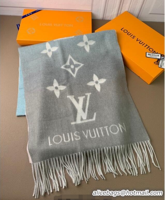 Luxury Cheap Louis Vuitton Reykjavik Gradient Cashmere Long Scarf 45x190cm LV091010 Grey 2025