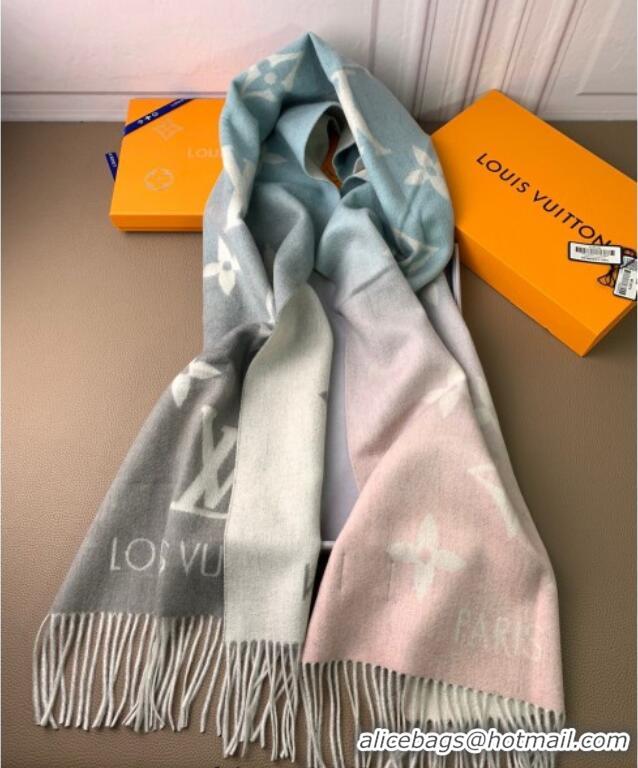 Luxury Cheap Louis Vuitton Reykjavik Gradient Cashmere Long Scarf 45x190cm LV091010 Grey 2025