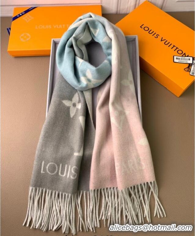 Luxury Cheap Louis Vuitton Reykjavik Gradient Cashmere Long Scarf 45x190cm LV091010 Grey 2025