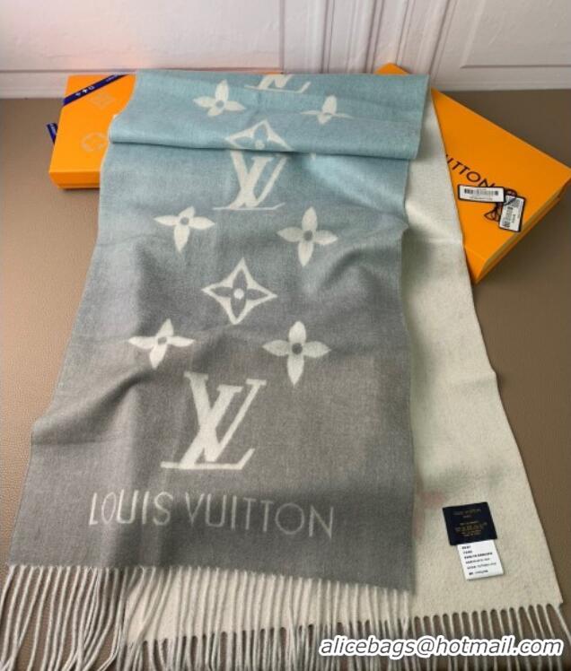 Luxury Cheap Louis Vuitton Reykjavik Gradient Cashmere Long Scarf 45x190cm LV091010 Grey 2025