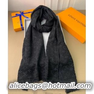 Top Design Louis Vuitton Monogram Classic Wool Long Scarf 40x185cm LV091011 Black 2025