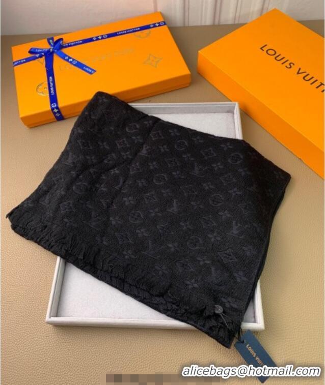 Top Design Louis Vuitton Monogram Classic Wool Long Scarf 40x185cm LV091011 Black 2025