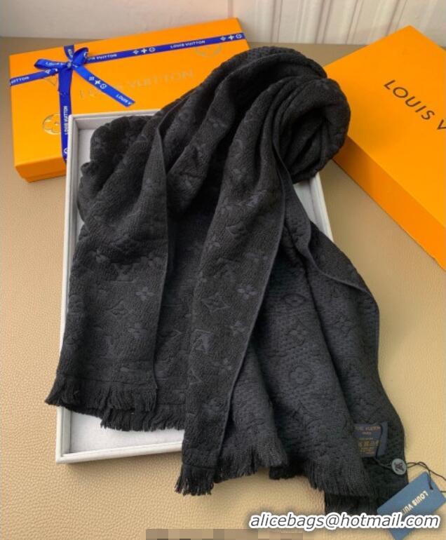 Top Design Louis Vuitton Monogram Classic Wool Long Scarf 40x185cm LV091011 Black 2025