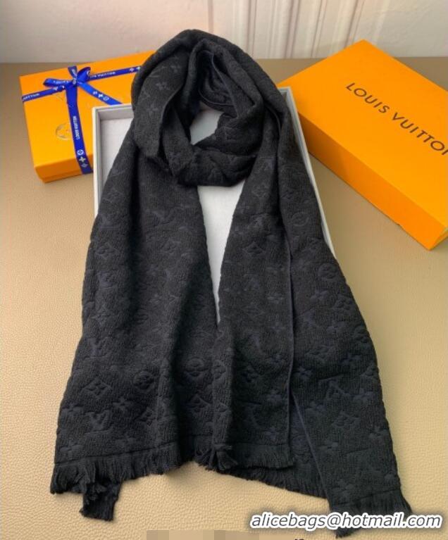 Top Design Louis Vuitton Monogram Classic Wool Long Scarf 40x185cm LV091011 Black 2025