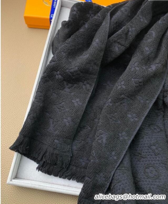 Top Design Louis Vuitton Monogram Classic Wool Long Scarf 40x185cm LV091011 Black 2025