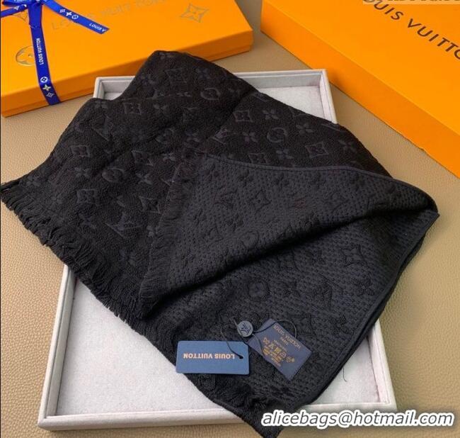 Top Design Louis Vuitton Monogram Classic Wool Long Scarf 40x185cm LV091011 Black 2025