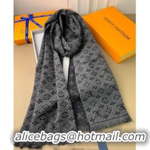 Good Taste Louis Vuitton Monogram Classic Wool Long Scarf 40x185cm LV091011 Black 2025