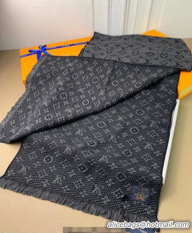 Good Taste Louis Vuitton Monogram Classic Wool Long Scarf 40x185cm LV091011 Black 2025