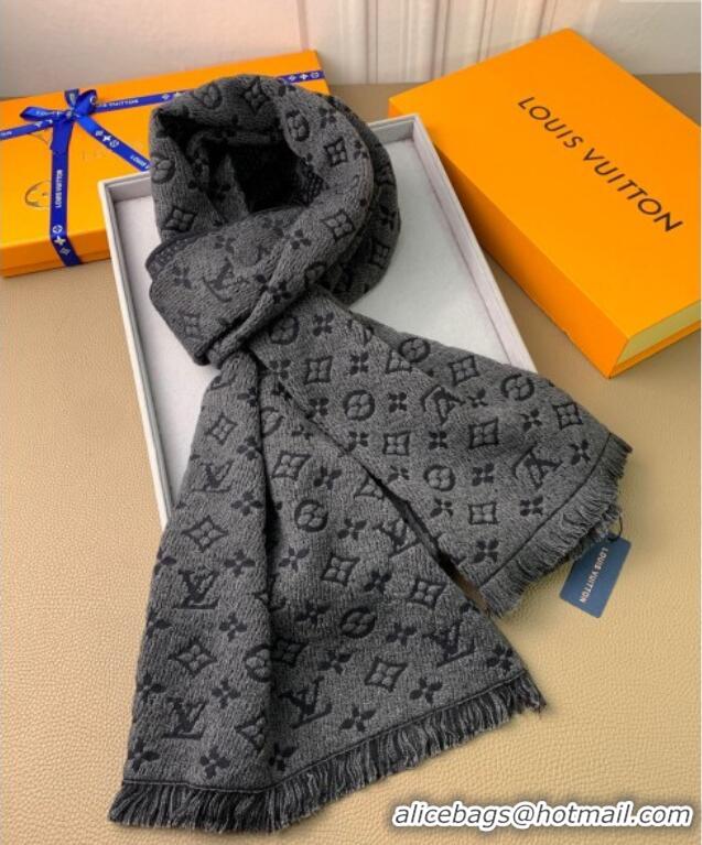 Good Taste Louis Vuitton Monogram Classic Wool Long Scarf 40x185cm LV091011 Black 2025