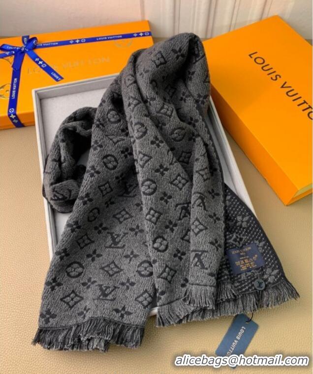 Good Taste Louis Vuitton Monogram Classic Wool Long Scarf 40x185cm LV091011 Black 2025