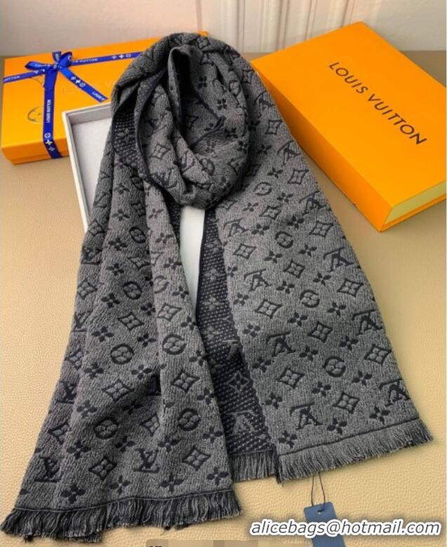 Good Taste Louis Vuitton Monogram Classic Wool Long Scarf 40x185cm LV091011 Black 2025