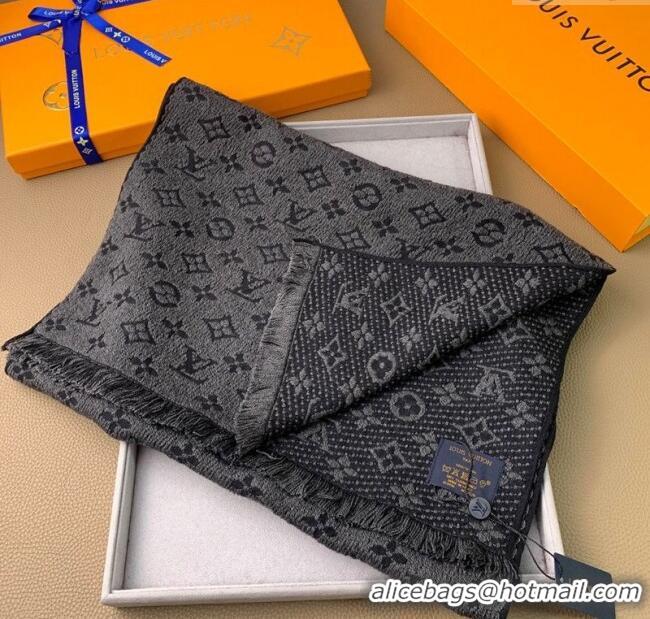 Good Taste Louis Vuitton Monogram Classic Wool Long Scarf 40x185cm LV091011 Black 2025