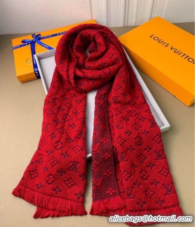 Most Popular Louis Vuitton Monogram Classic Wool Long Scarf 40x185cm LV091011 Red 2025