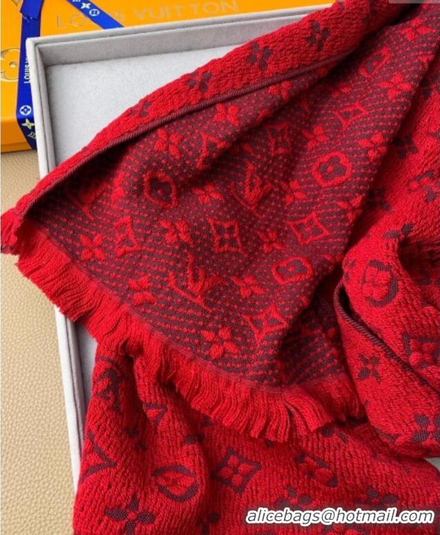 Most Popular Louis Vuitton Monogram Classic Wool Long Scarf 40x185cm LV091011 Red 2025