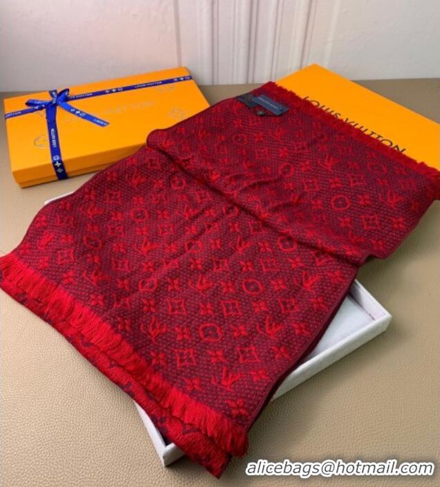 Most Popular Louis Vuitton Monogram Classic Wool Long Scarf 40x185cm LV091011 Red 2025