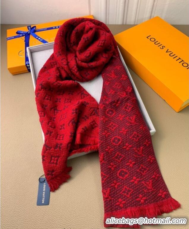 Most Popular Louis Vuitton Monogram Classic Wool Long Scarf 40x185cm LV091011 Red 2025