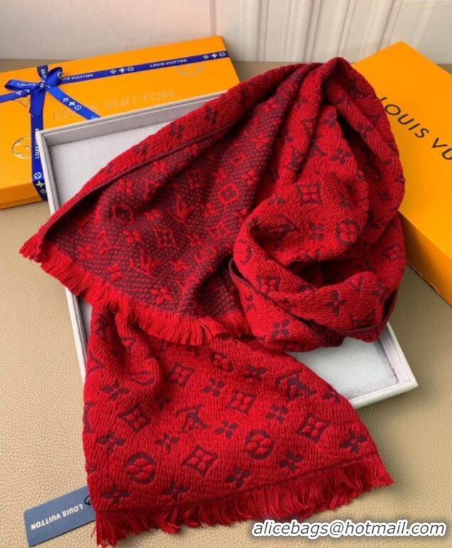 Most Popular Louis Vuitton Monogram Classic Wool Long Scarf 40x185cm LV091011 Red 2025