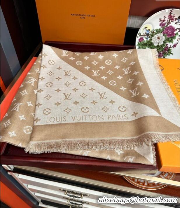Discount Louis Vuitton Cashmere Patchwork Square Scarf 140x140cm LV091012 Gold-Tone 2025