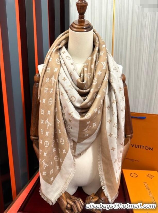 Discount Louis Vuitton Cashmere Patchwork Square Scarf 140x140cm LV091012 Gold-Tone 2025