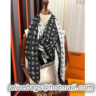 Well Crafted Louis Vuitton Cashmere Patchwork Square Scarf 140x140cm LV091012 Black 2025