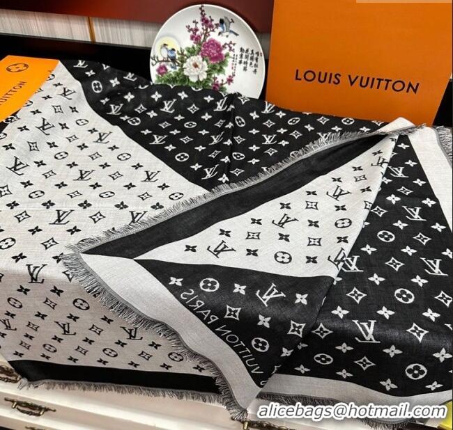 Well Crafted Louis Vuitton Cashmere Patchwork Square Scarf 140x140cm LV091012 Black 2025