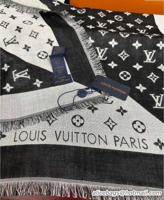Well Crafted Louis Vuitton Cashmere Patchwork Square Scarf 140x140cm LV091012 Black 2025