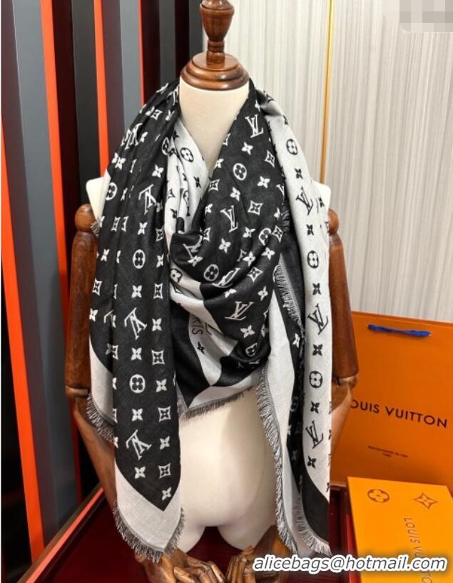 Well Crafted Louis Vuitton Cashmere Patchwork Square Scarf 140x140cm LV091012 Black 2025